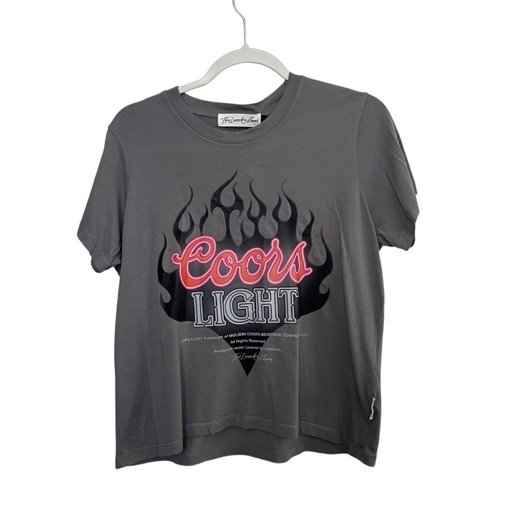 The Laundry Room Coors Light Flame Graphic Tee Y2K Gray Streetwear Sm